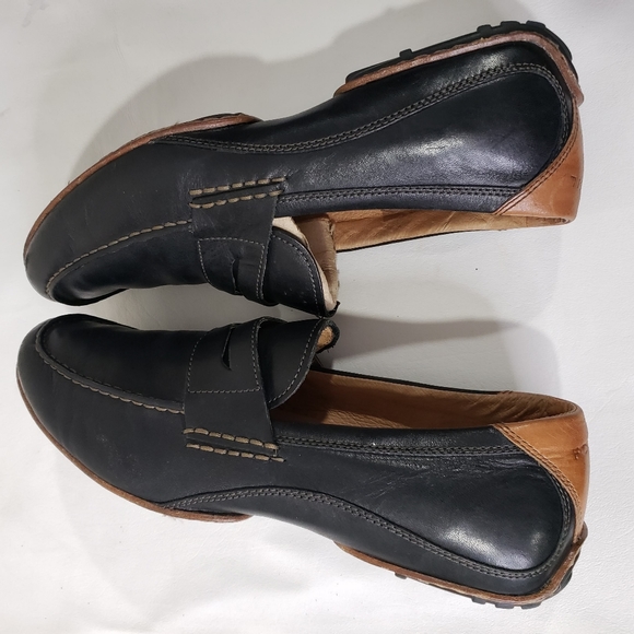 Fossil Black Brown Leather Slip On Driving Shoes - Picture 4 of 9